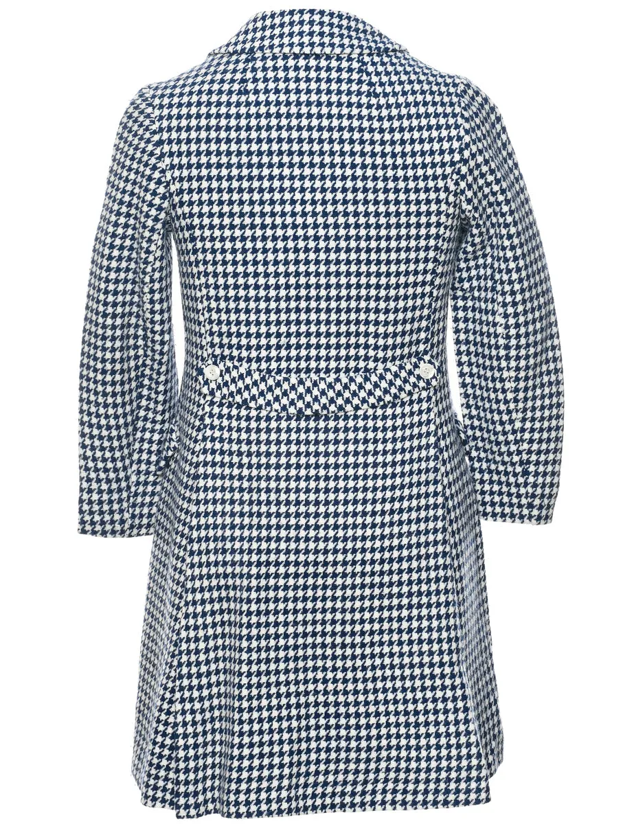 A Houndstooth Check Wool Coat - M