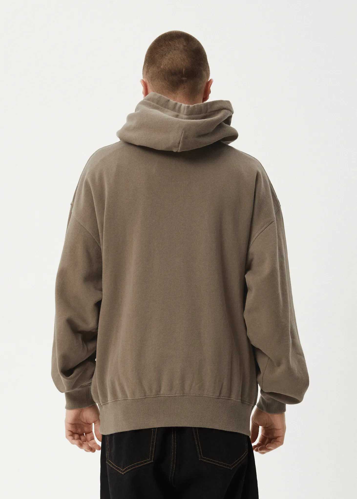 AFENDS Mens Antic - Boxy Pull On Hood - Fossil