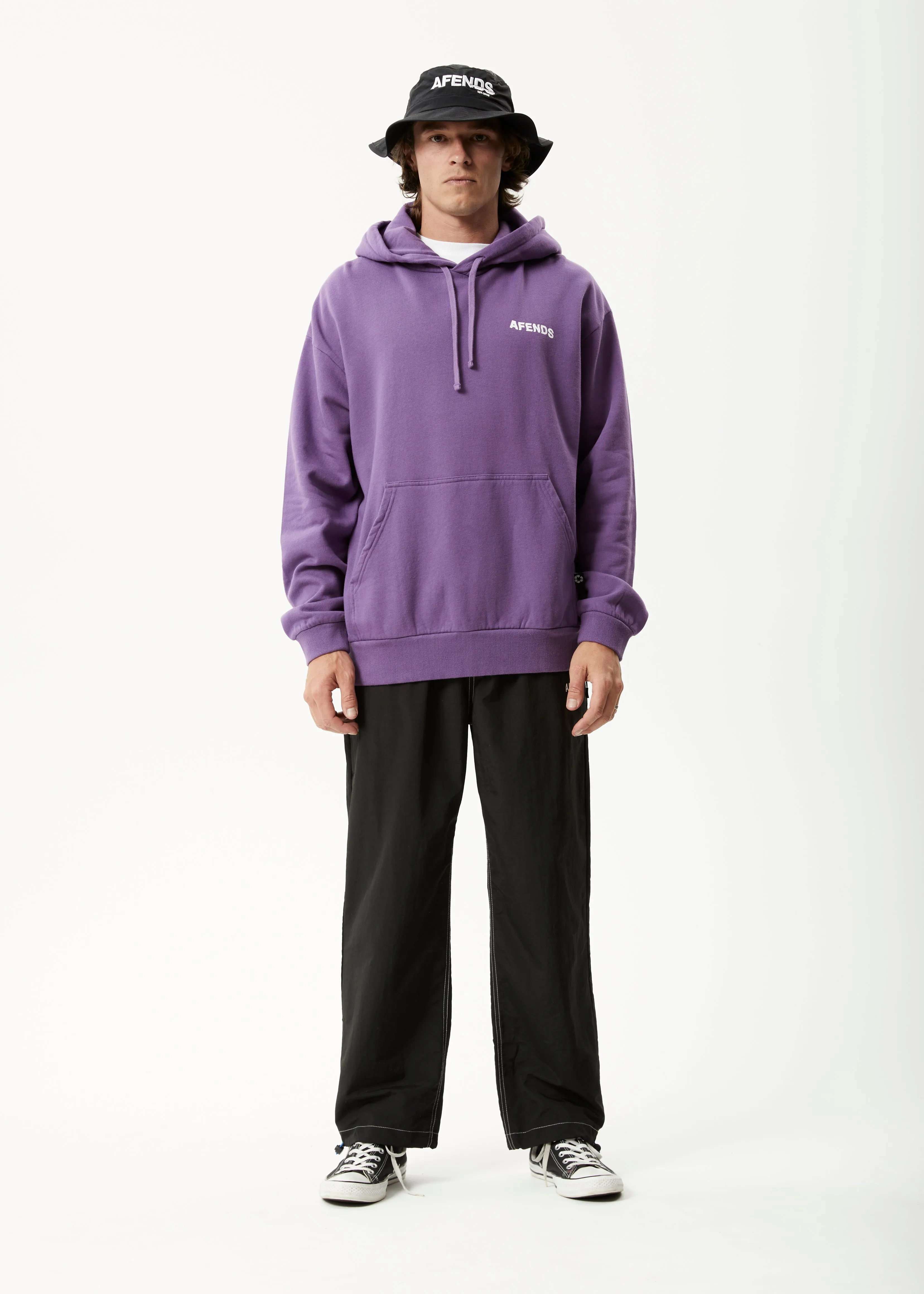 AFENDS Mens Vinyl - Logo Hoodie - Faded Purple