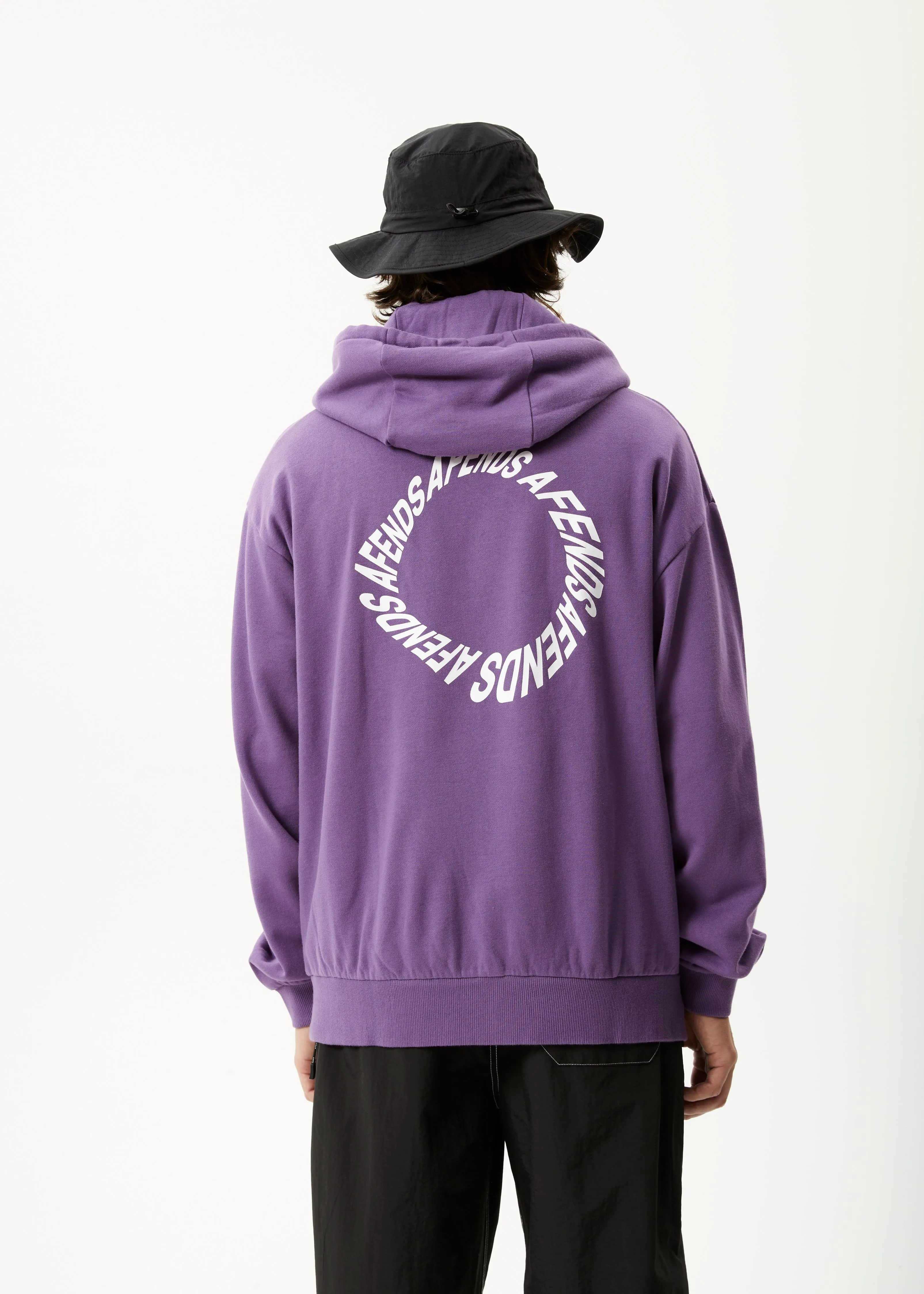 AFENDS Mens Vinyl - Logo Hoodie - Faded Purple