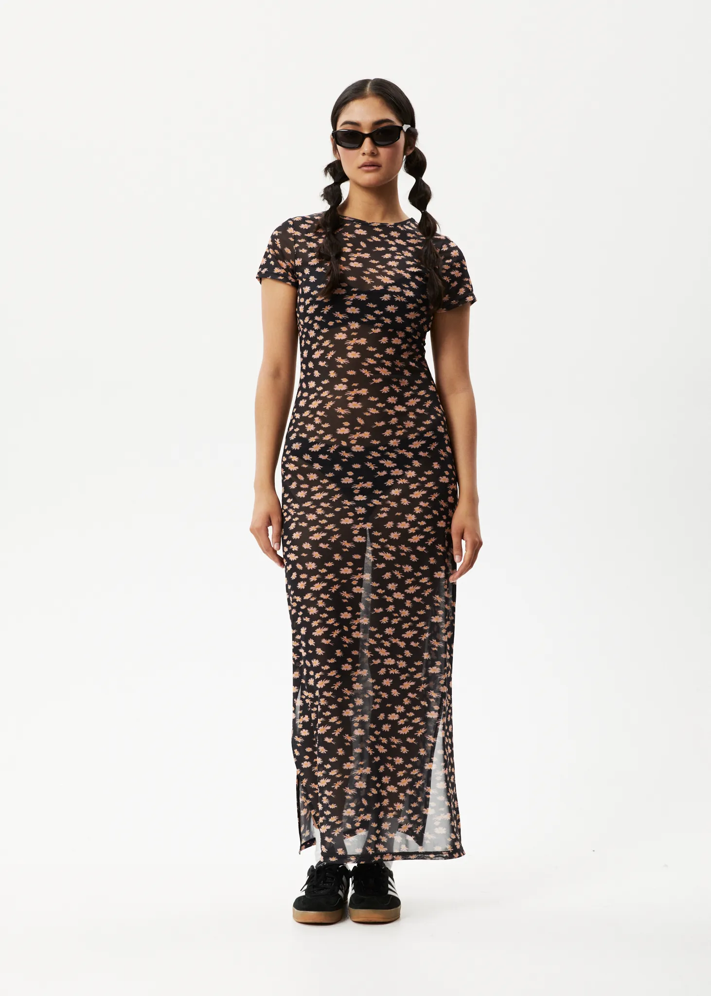 AFENDS Womens Hazey - Sheer Maxi Dress - Black Floral