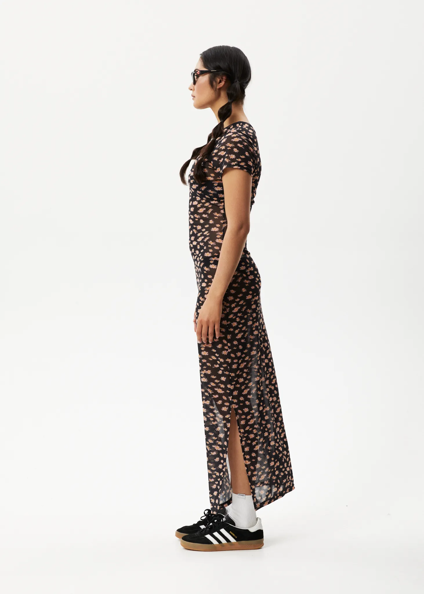 AFENDS Womens Hazey - Sheer Maxi Dress - Black Floral