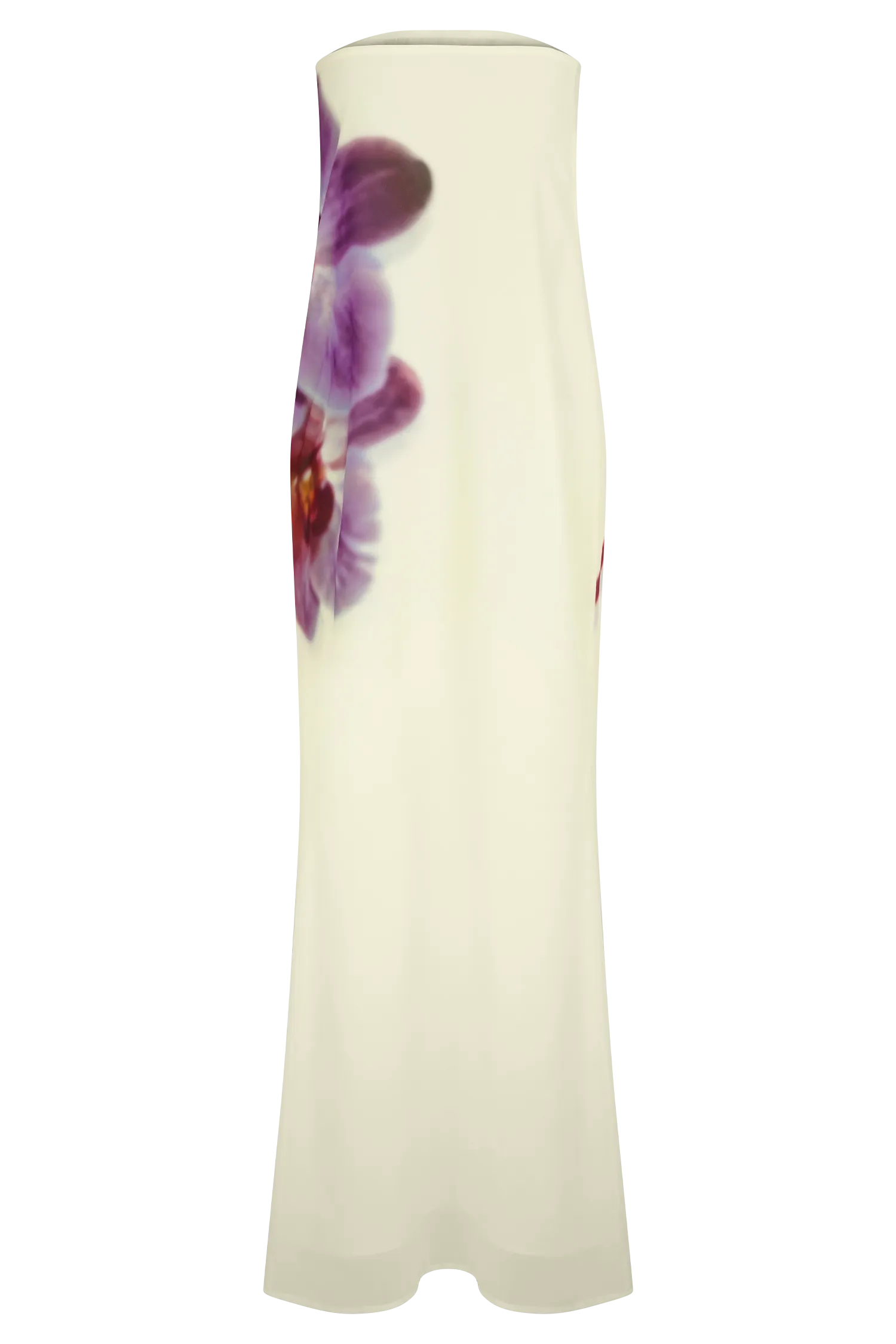 Amaya Strapless Chiffon Maxi Dress - Ivory Koi Orchid Print