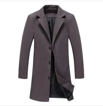 Autumn and Winter New Men’s Solid Color Casual Business Woolen Coat – Stylish & Warm Outerwear