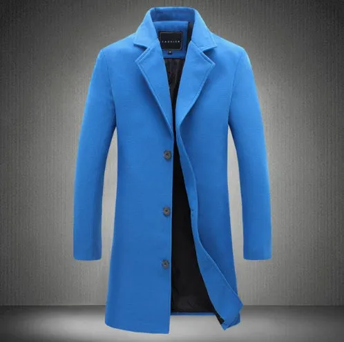 Autumn and Winter New Men’s Solid Color Casual Business Woolen Coat – Stylish & Warm Outerwear