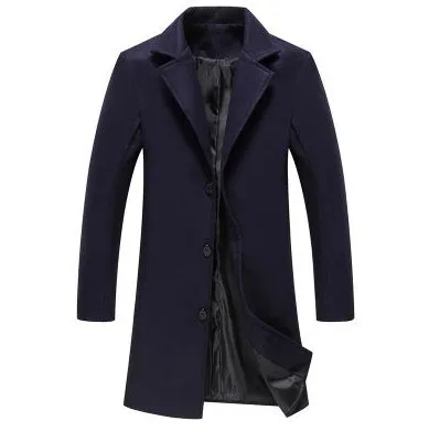 Autumn and Winter New Men’s Solid Color Casual Business Woolen Coat – Stylish & Warm Outerwear