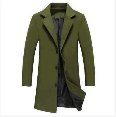 Autumn and Winter New Men’s Solid Color Casual Business Woolen Coat – Stylish & Warm Outerwear