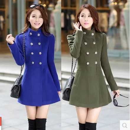 Autumn And Winter Woolen Windbreaker Medium Length Coat