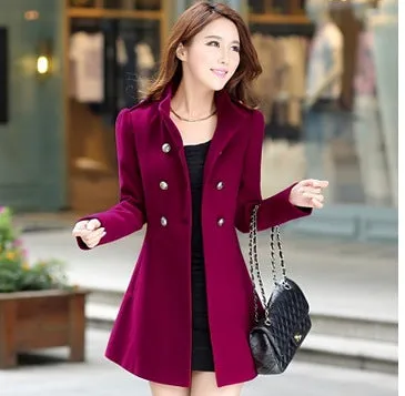 Autumn And Winter Woolen Windbreaker Medium Length Coat