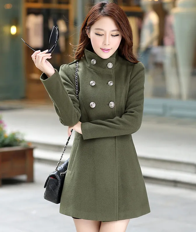 Autumn And Winter Woolen Windbreaker Medium Length Coat