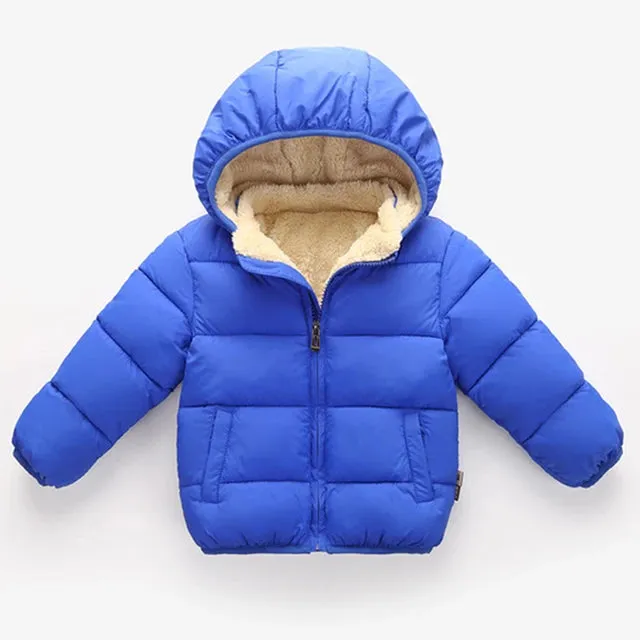 Baby Kids Boys Jackets Winter Thick Coats Warm Cashmere Outerwear For Girls Hooded Jacket Children Clothes 1-6Y Toddler Overcoat