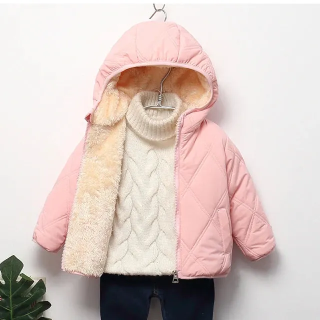 Baby Kids Boys Jackets Winter Thick Coats Warm Cashmere Outerwear For Girls Hooded Jacket Children Clothes 1-6Y Toddler Overcoat