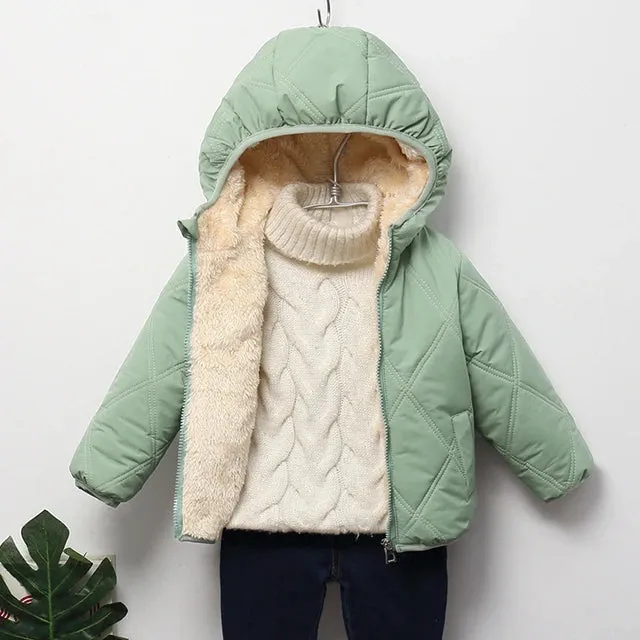 Baby Kids Boys Jackets Winter Thick Coats Warm Cashmere Outerwear For Girls Hooded Jacket Children Clothes 1-6Y Toddler Overcoat