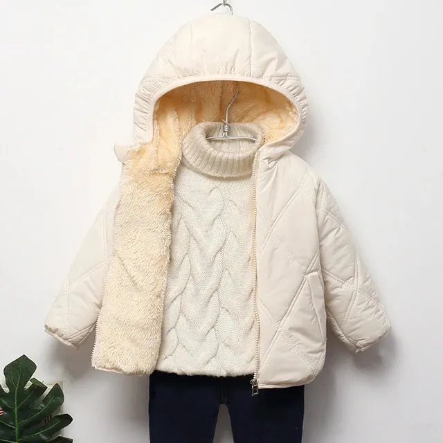 Baby Kids Boys Jackets Winter Thick Coats Warm Cashmere Outerwear For Girls Hooded Jacket Children Clothes 1-6Y Toddler Overcoat