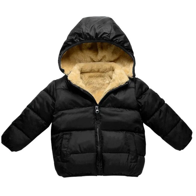 Baby Kids Boys Jackets Winter Thick Coats Warm Cashmere Outerwear For Girls Hooded Jacket Children Clothes 1-6Y Toddler Overcoat