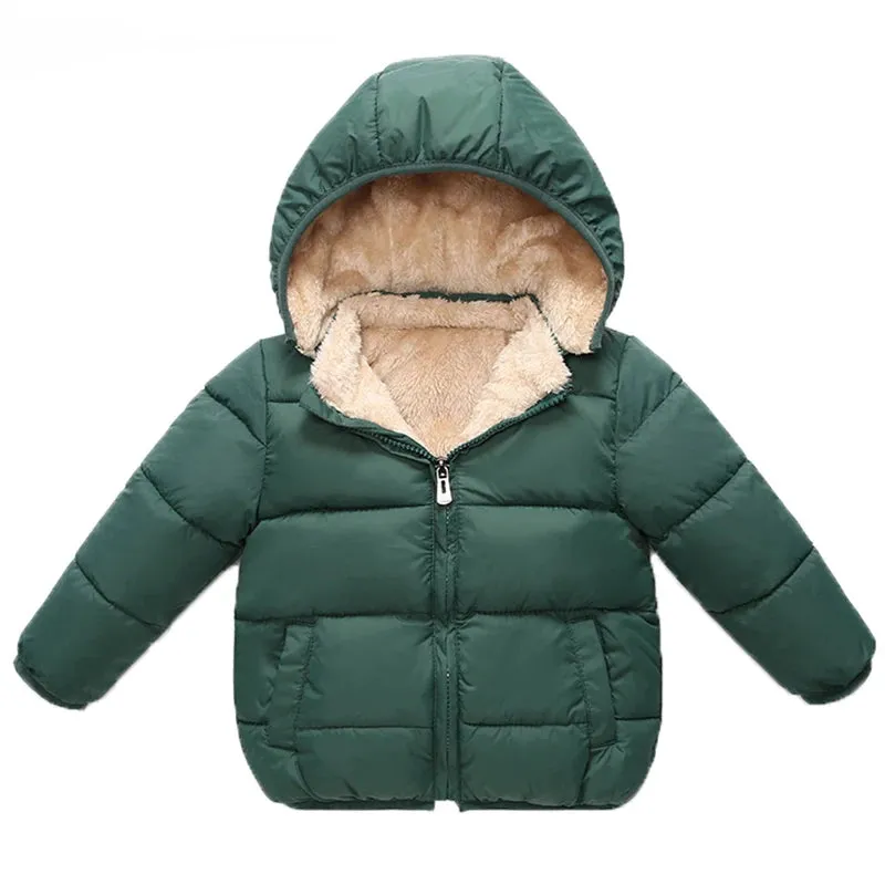 Baby Kids Boys Jackets Winter Thick Coats Warm Cashmere Outerwear For Girls Hooded Jacket Children Clothes 1-6Y Toddler Overcoat