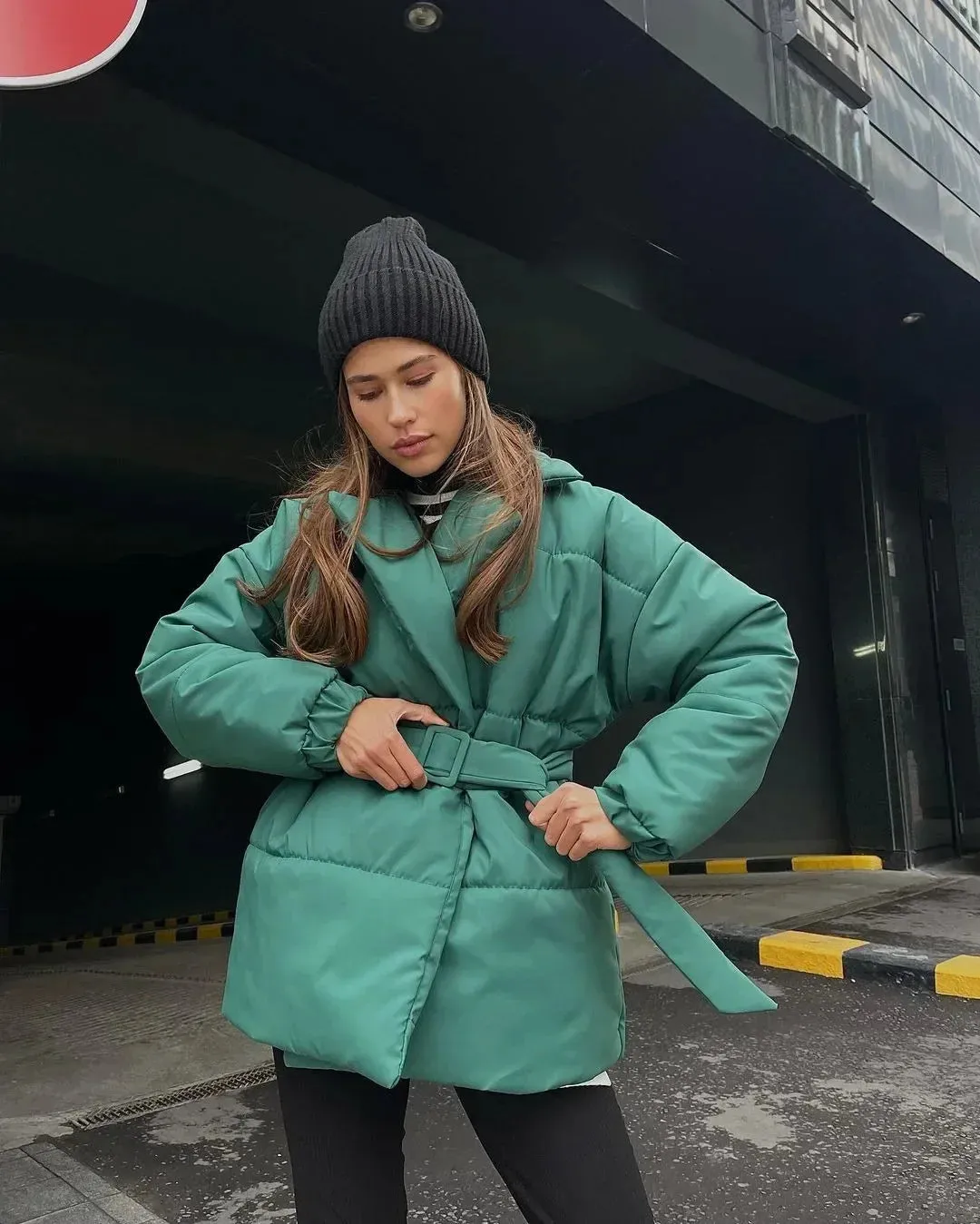 Belted Jacki Puffer coat parka warm winter coat