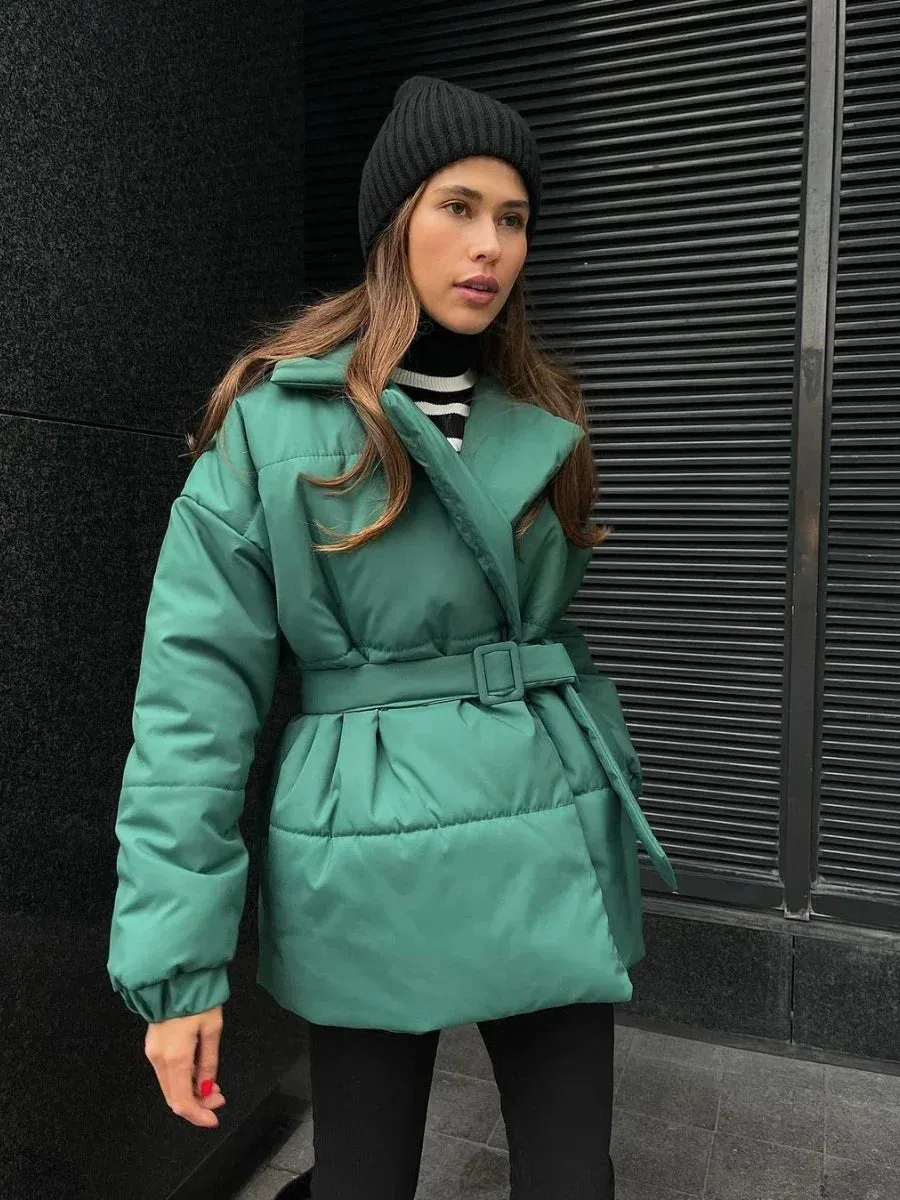 Belted Jacki Puffer coat parka warm winter coat