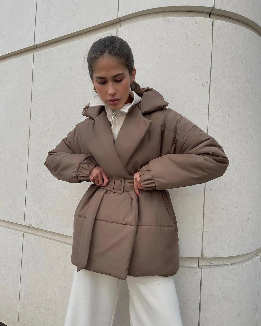 Belted Jacki Puffer coat parka warm winter coat