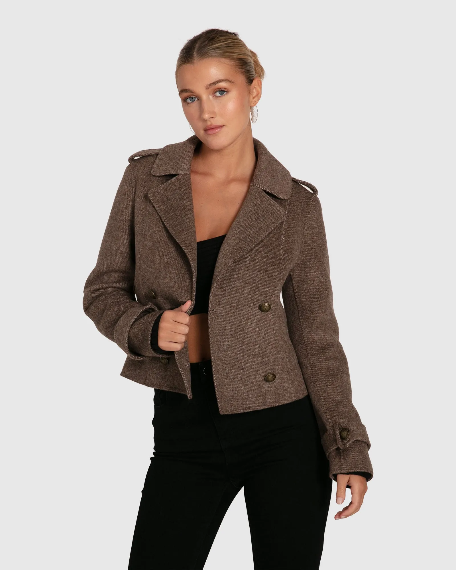 Better Off Military Peacoat - Walnut