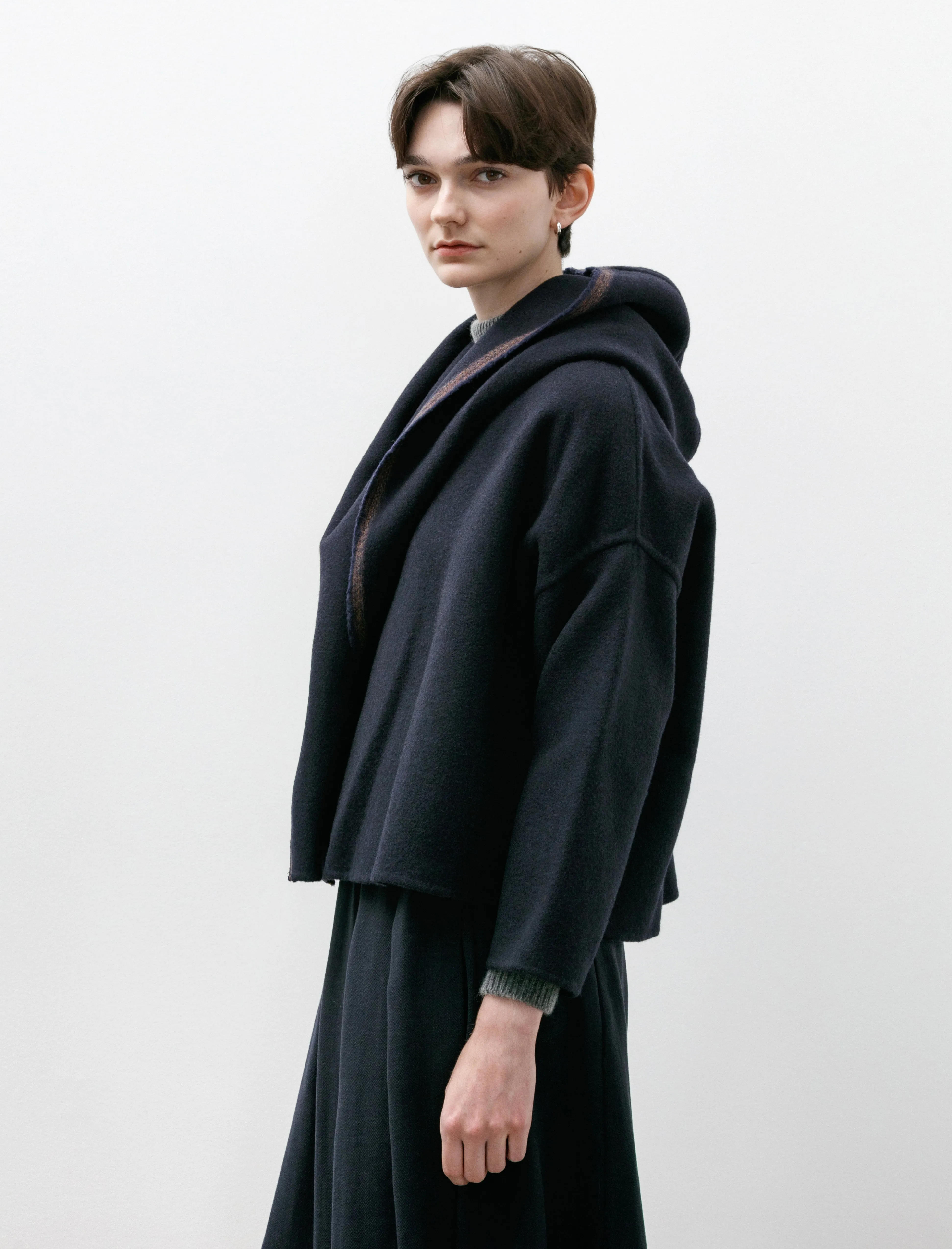 Big Hooded Jacket Double Lana Midnight