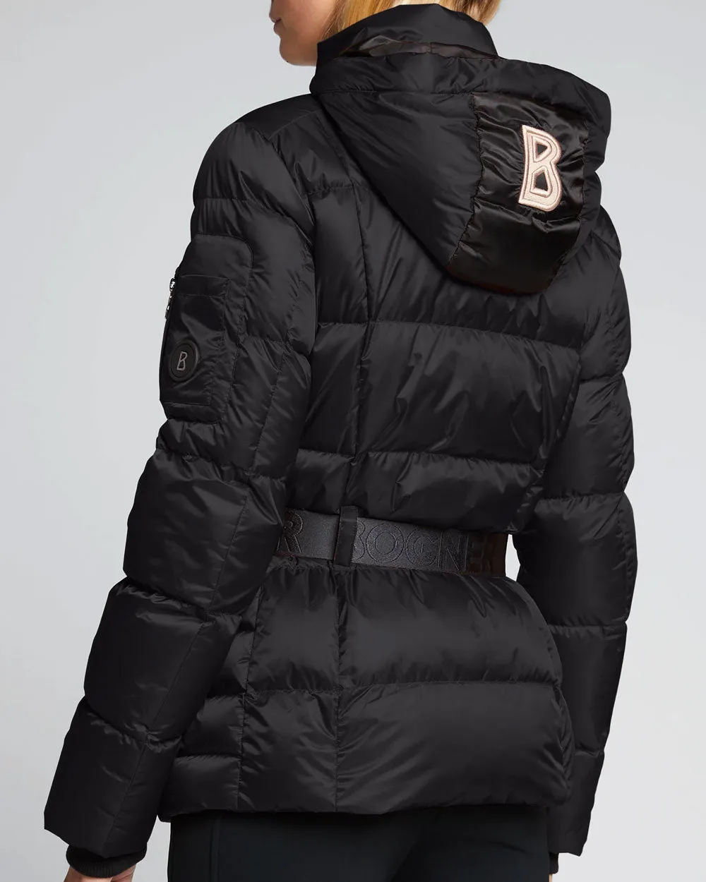 Black Aila Satin Puffer Ski Jacket