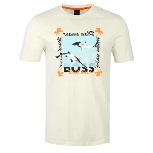 BOSS Teeshark T Shirt in Light Beige