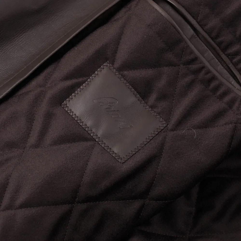 Brioni Leather Coat with Quilted Cashmere Lining