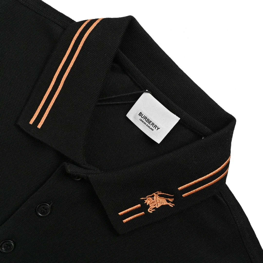 Burberry Striped Collar Polo Shirt in Black