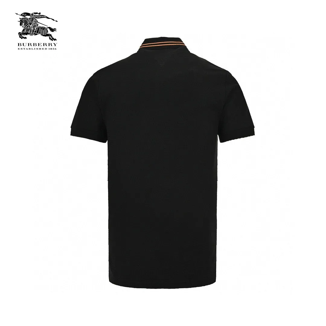 Burberry Striped Collar Polo Shirt in Black