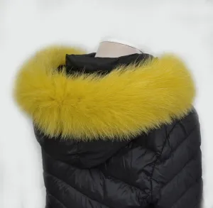 BY ORDER, Real Fox Fur (Tail) Trim Hood, Fur collar trim, Fox Fur Collar, Fur Scarf, Fur Ruff, Fur Hood, Fur stripe, Coat Trim, Yellow