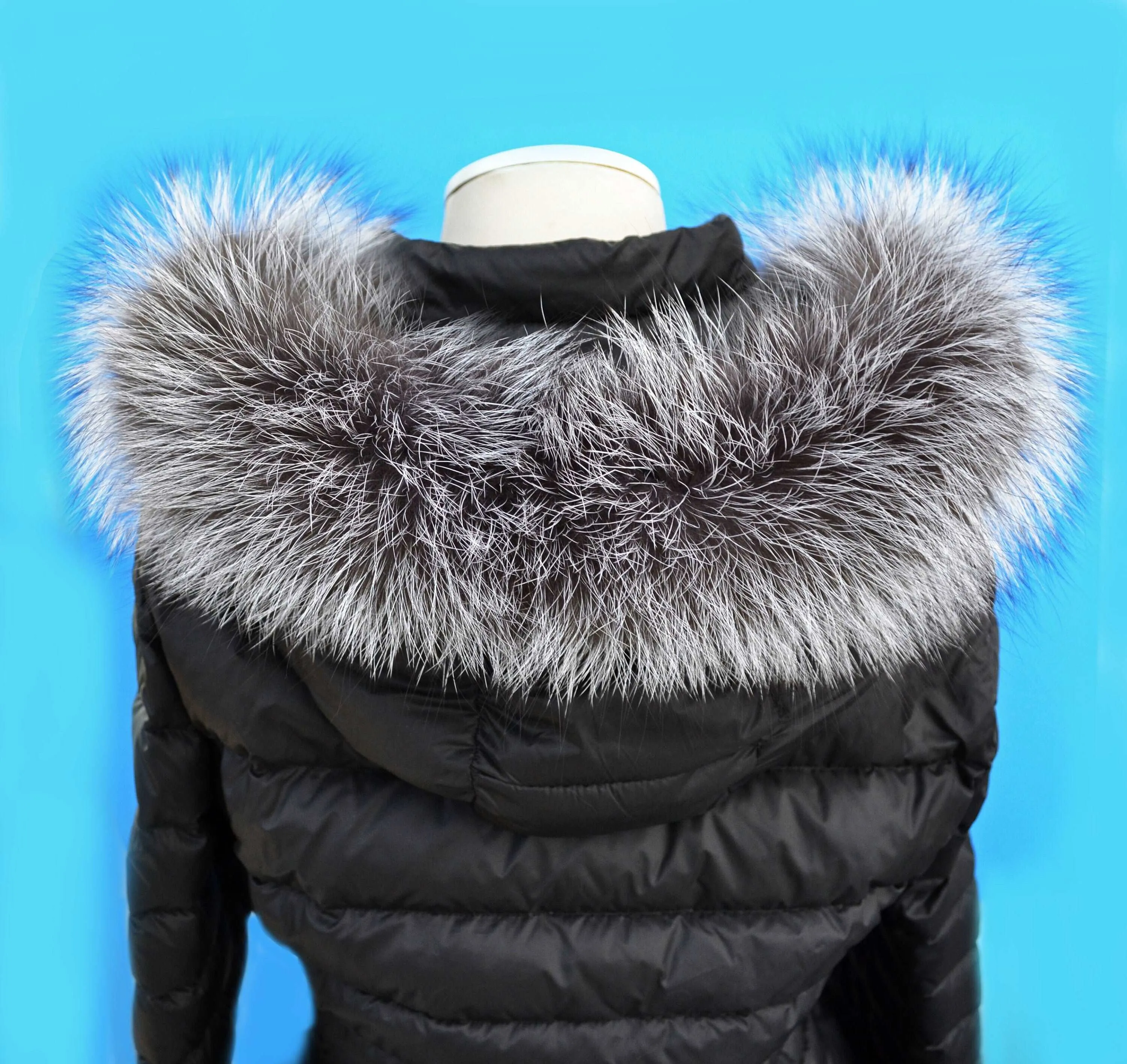 BY ORDER, Real Silver Fox Fur Trim Hood, Large Fur collar trim, Fox Fur Collar, Fur Scarf, Fur Ruff, Fox Fur Hood, Fox Fur, Stripes