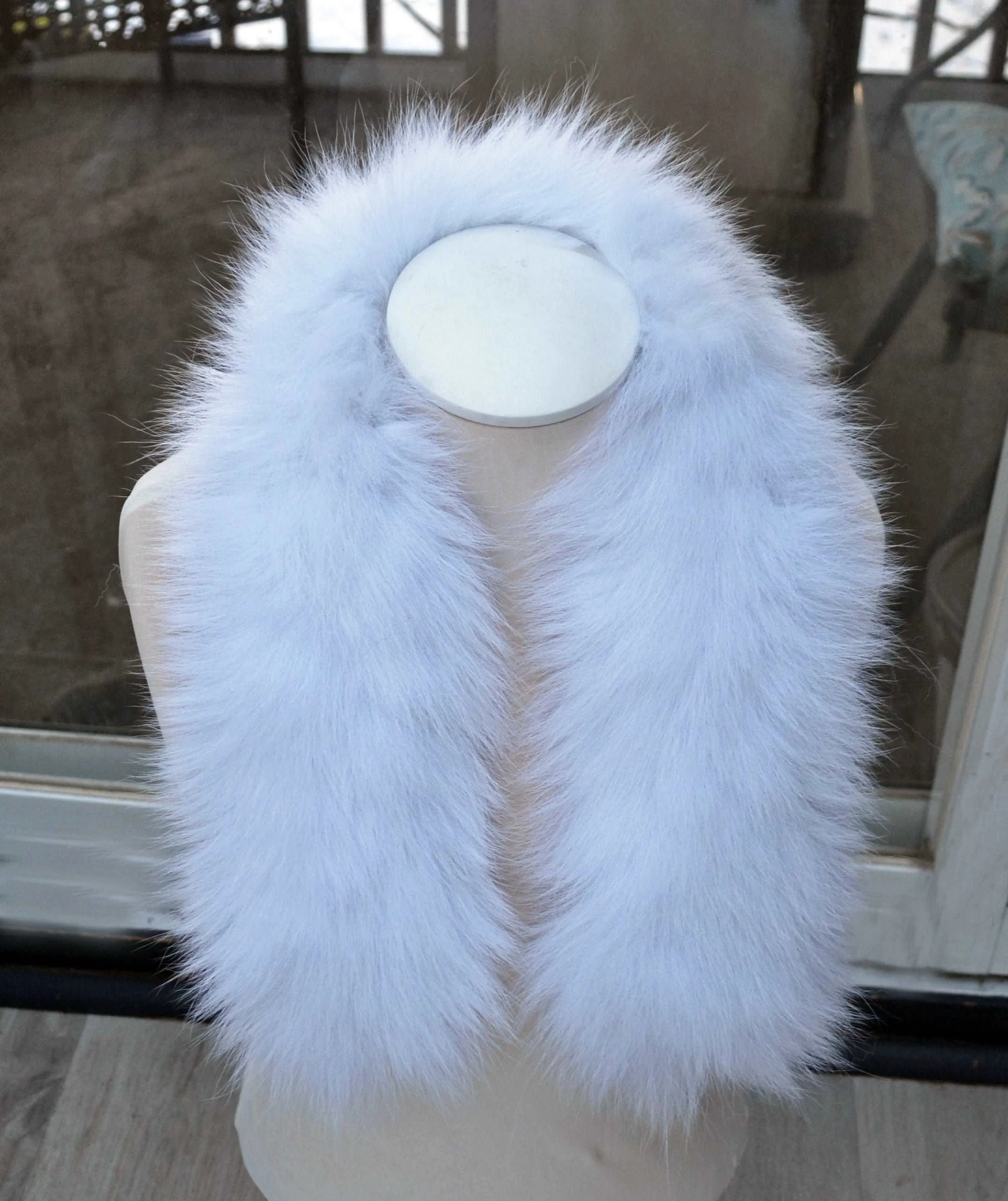 BY ORDER XL Double Real Fox Fur (Tail) Trim Hood, Fox Fur Collar, Fur Scarf, Fur Ruff, Fox Fur Hood, Hood Fur, Fur collar trim, white