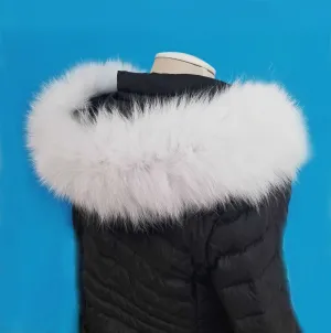 BY ORDER XL Double Real Fox Fur (Tail) Trim Hood, Fox Fur Collar, Fur Scarf, Fur Ruff, Fox Fur Hood, Hood Fur, Fur collar trim, white