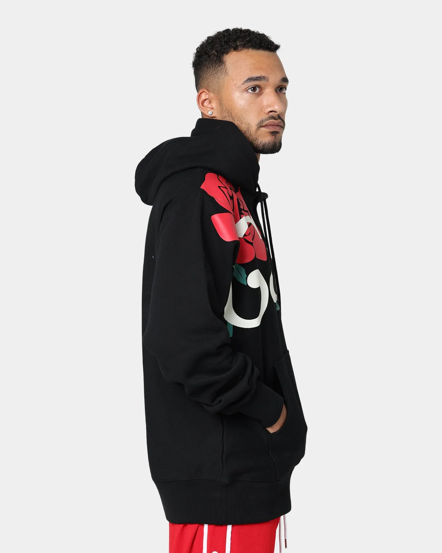 Carre Volle Rose Button Up Hoodie Black