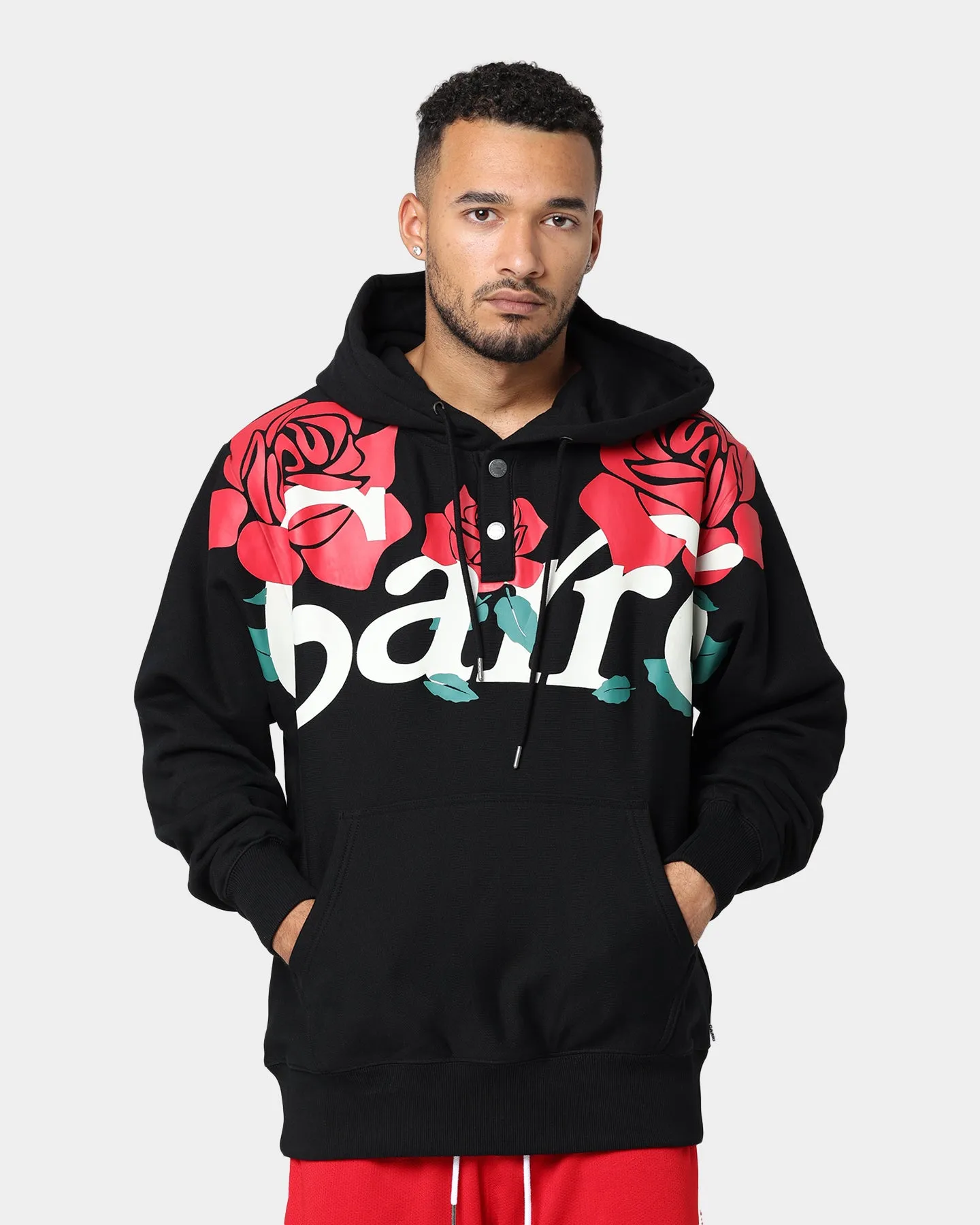 Carre Volle Rose Button Up Hoodie Black