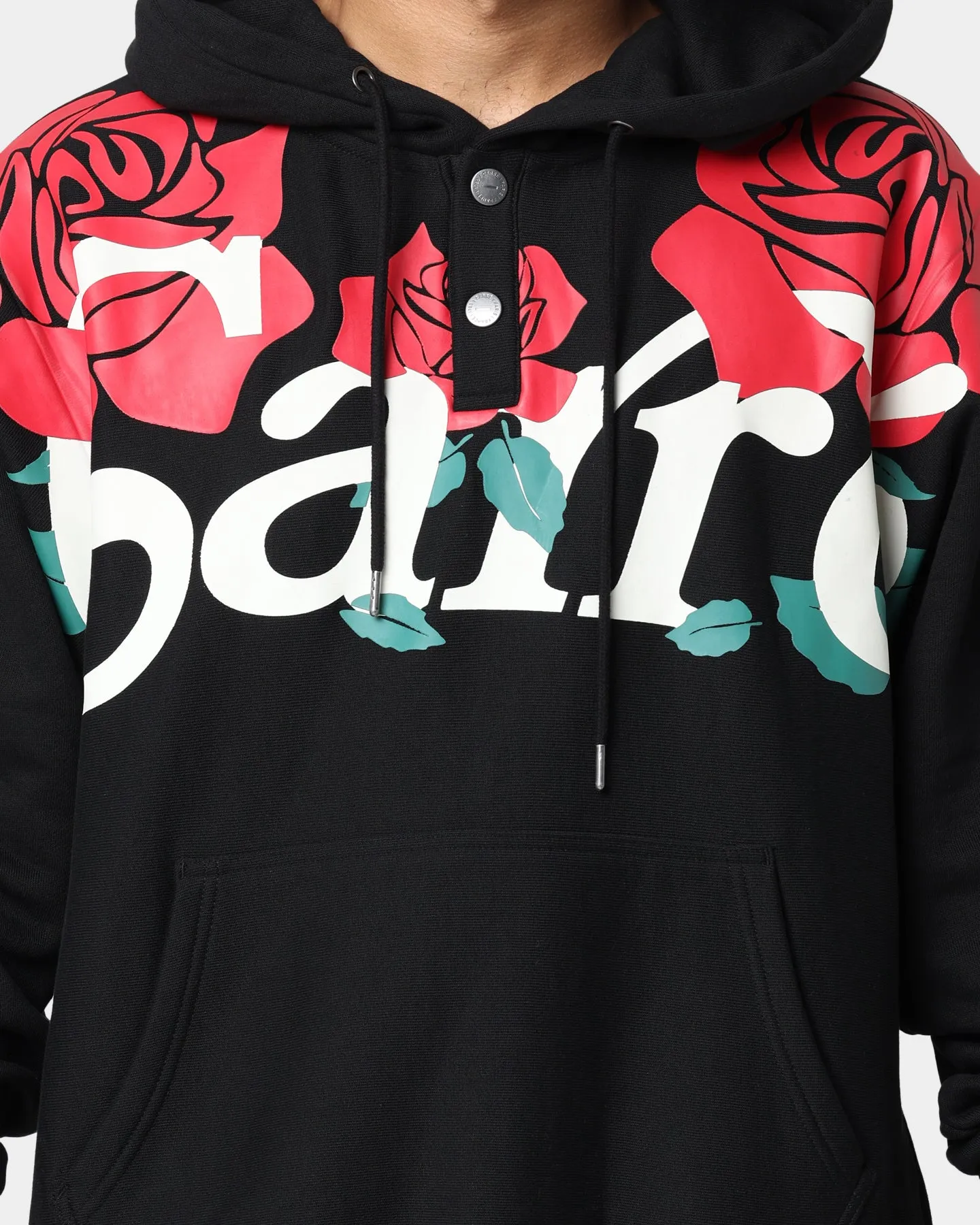 Carre Volle Rose Button Up Hoodie Black