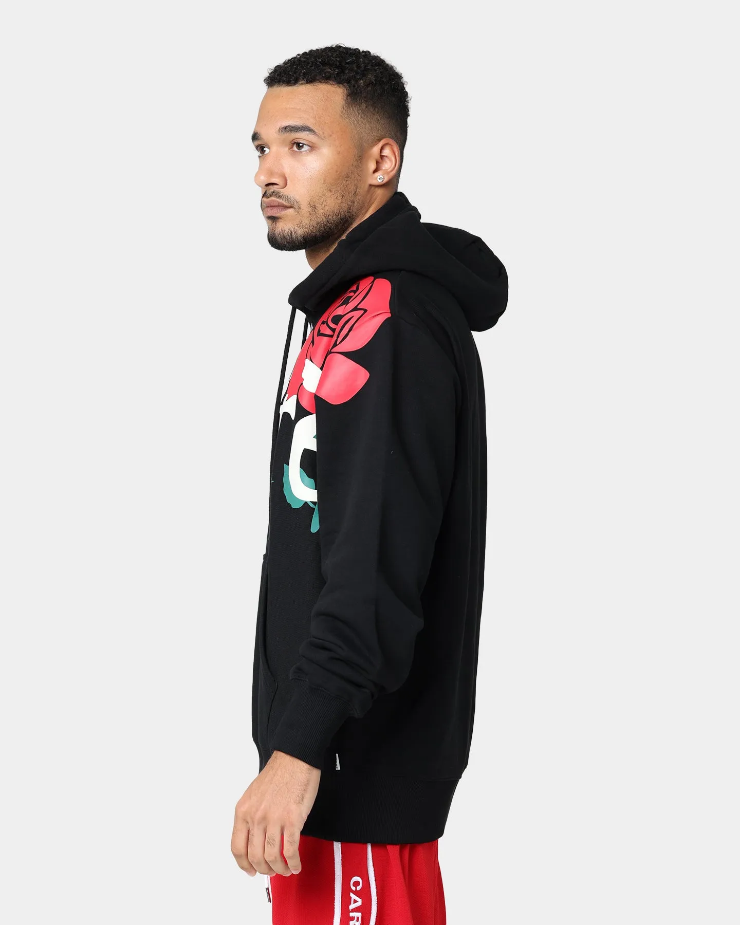 Carre Volle Rose Button Up Hoodie Black