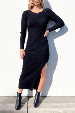 Cassie Knit Midi Dress Black