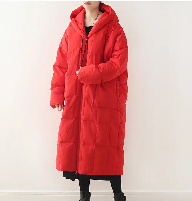 Casual Long Hooded Puffer Coat Loose Winter Coat Women Down Coat 2100