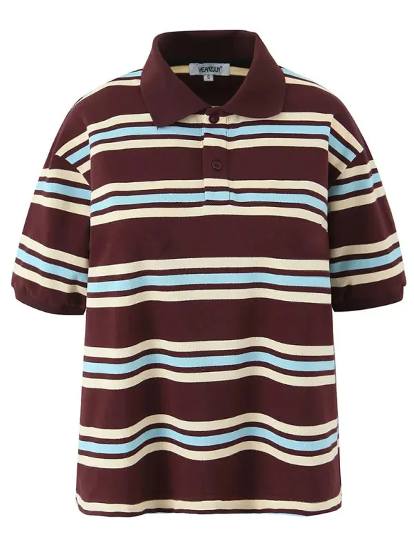 Casual Striped Polo Shirt for Women