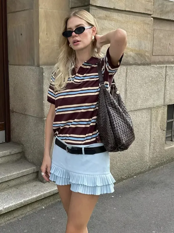 Casual Striped Polo Shirt for Women