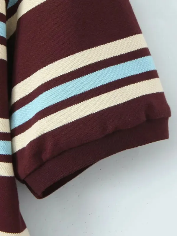 Casual Striped Polo Shirt for Women