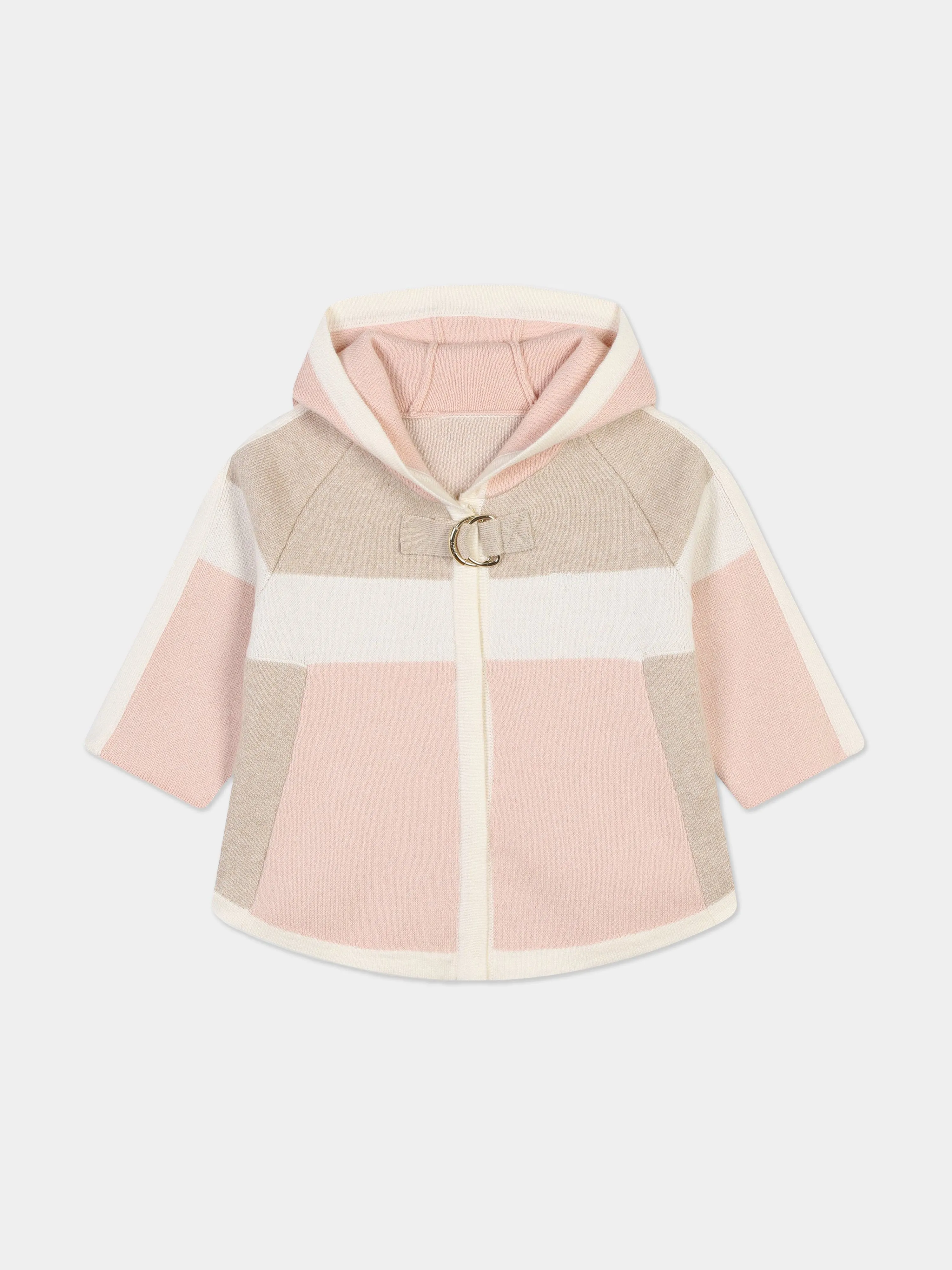 Chloé Baby Girls Knitted Hooded Coat in Pink