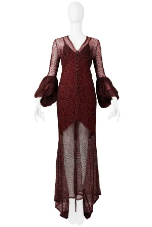 CHLOE BY KARL LAGERFELD BURGUNDY LACE GOWN 1994