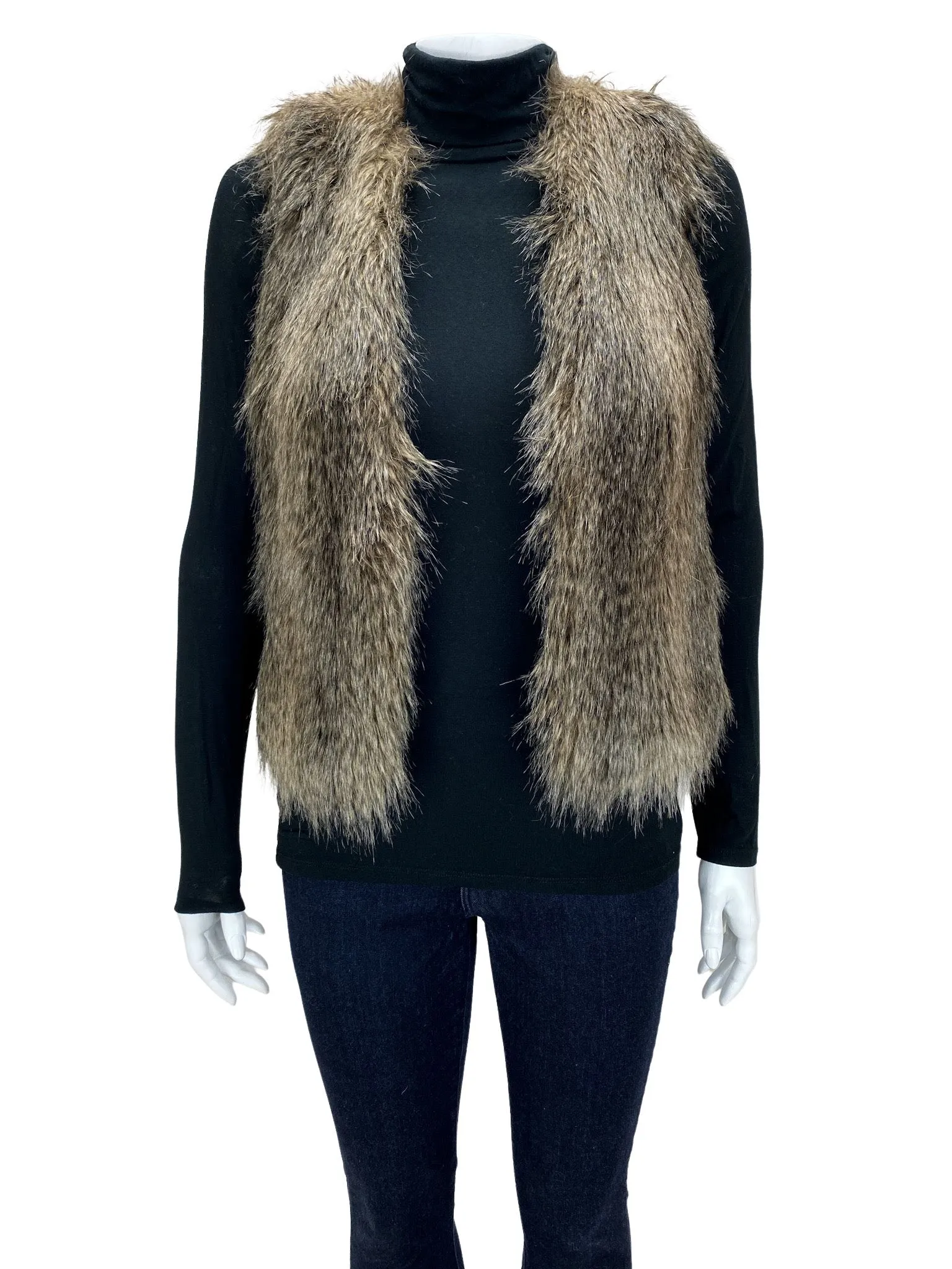 Club Monaco, Women's Faux Fur Vest, Brown, Size XS