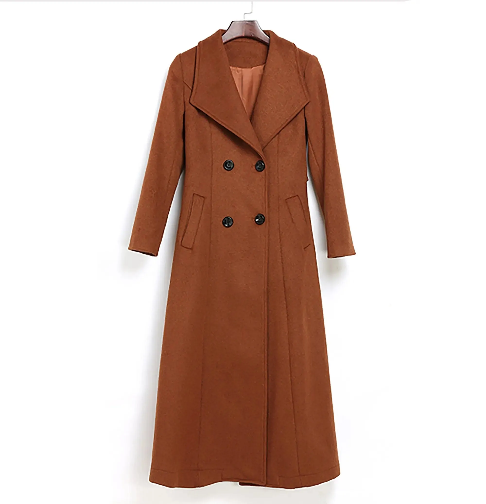 Custom Wool Blend Wide Lapel Double Breasted Coat