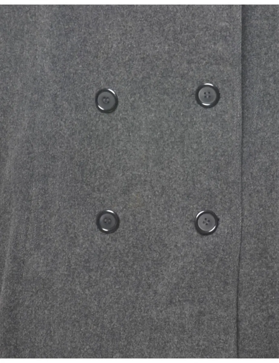 Dark Grey Double Breasted Wool Coat - M