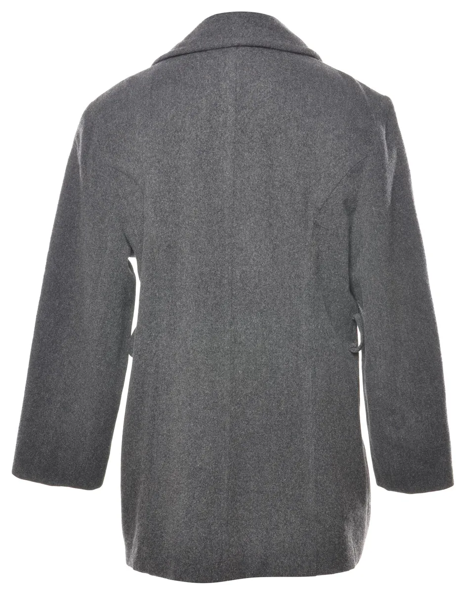 Dark Grey Double Breasted Wool Coat - M