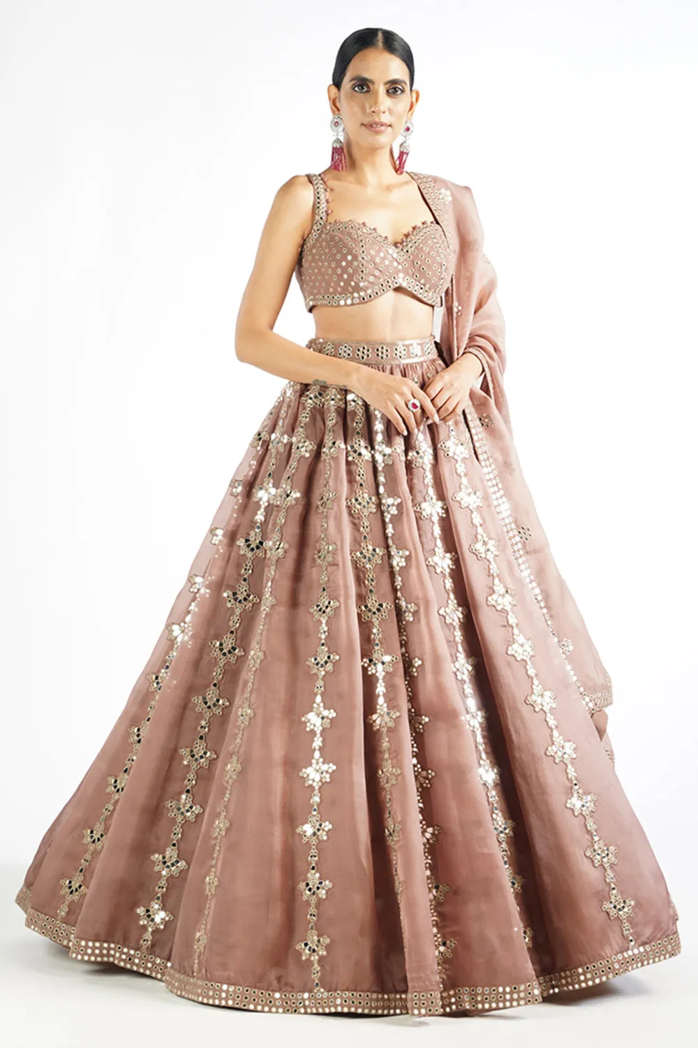 Deep Beige Chandelier Drop Lehenga Set